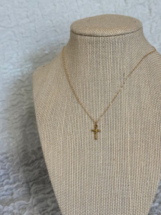 Dainty gold crucifix necklace with 14k gold filled chain and gold-plated stainless steel pendant